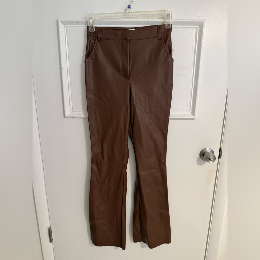 Meshki Brown Faux Leather Pants